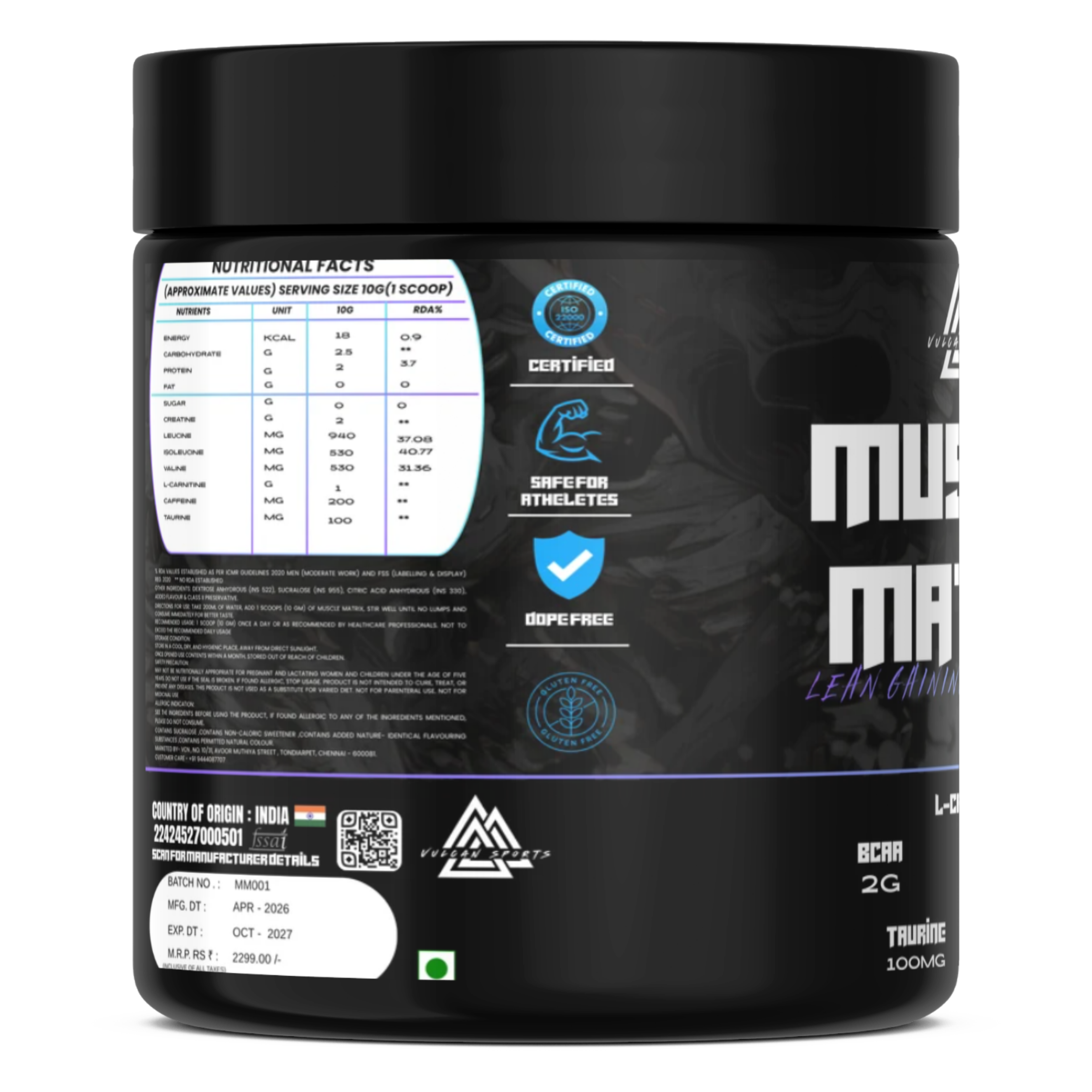 Vulcan Sports Muscle Matrix | Lean Gaining Pre Workout | 300g