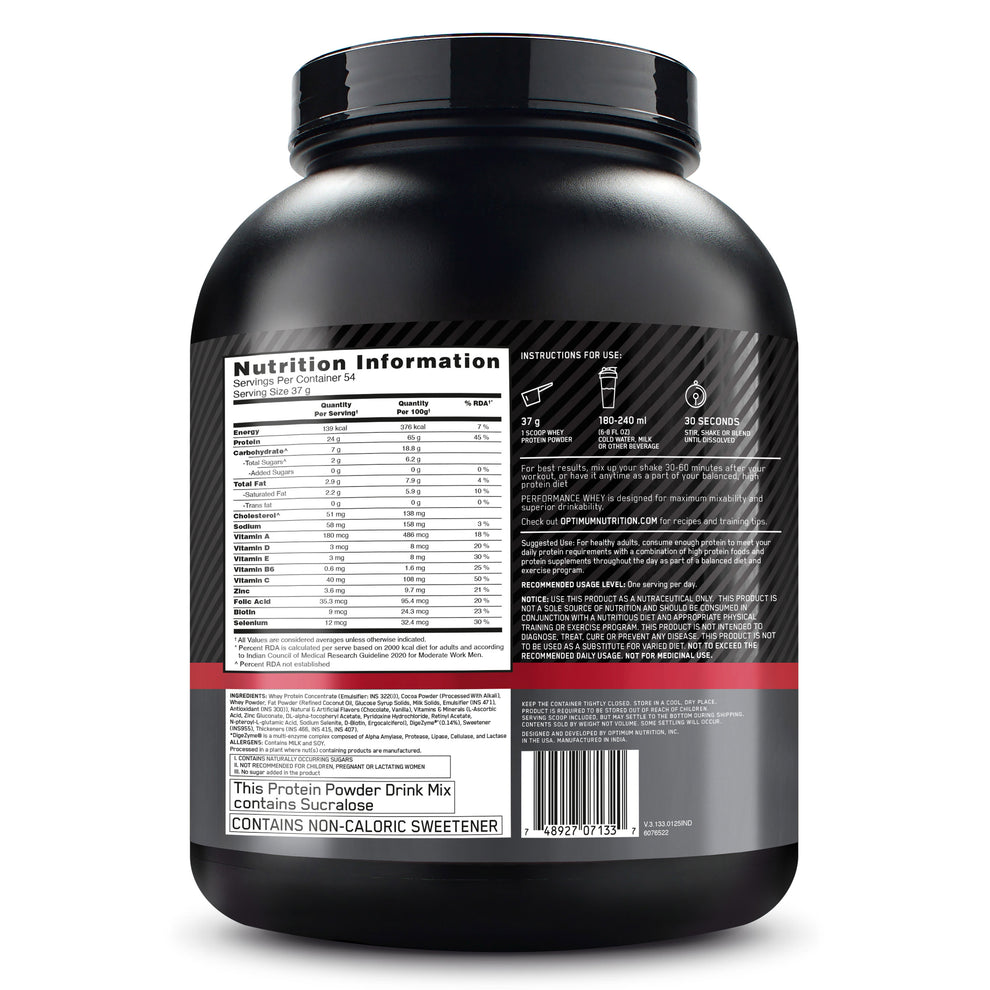 ON Performance Whey Protein Powder 2kgs | Chocolate