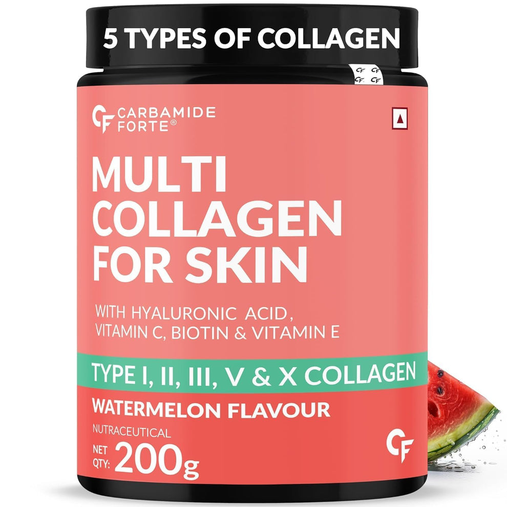 Carbamide Forte Multi Collagen Powder with 5 Types of Collagen Peptides (Type I, II, III, V, X)