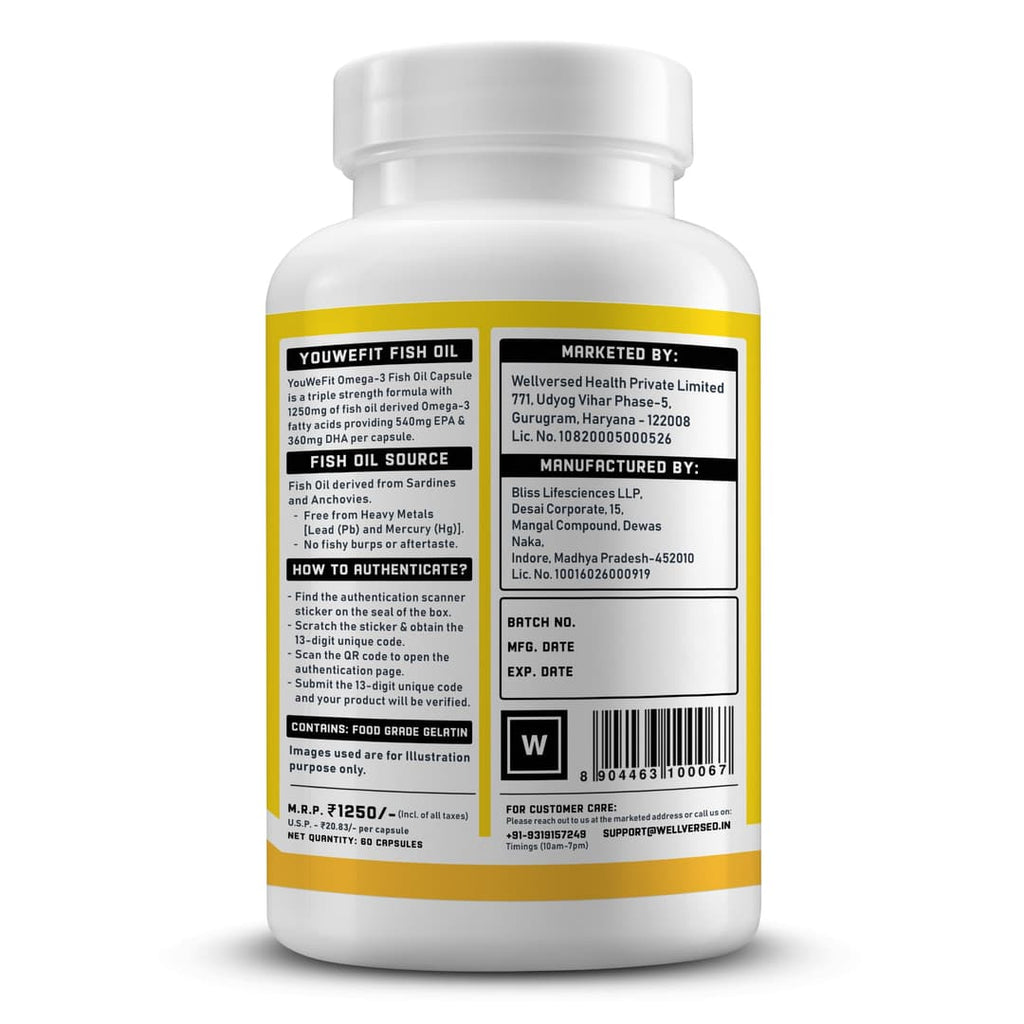 YouWeFit Omega-3 Fish Oil 3x 60caps