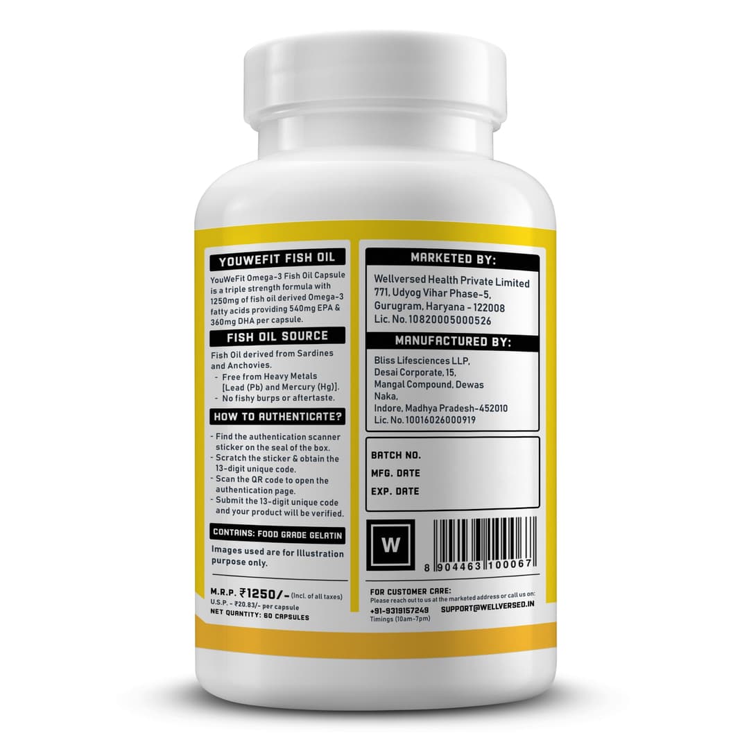 YouWeFit Omega-3 Fish Oil 3x 60caps