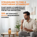 Carbamide Forte Vitamin D3 K2 Supplement | Veg D3 - Lichen - 120 Tablets
