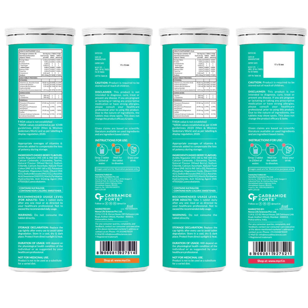 Carbamide Forte Electrolyte Effervescent Tablets for Hydration & Energy – No Sugar