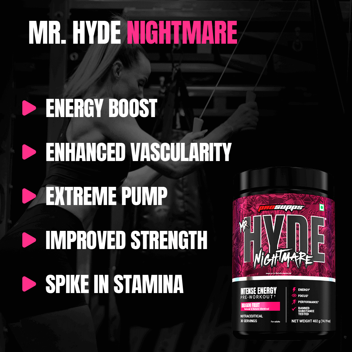 Prosupps Hyde Nightmare Pre Workout | Extreme Energy & Intense Focus Formula