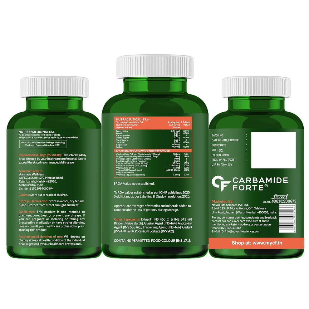 Carbamide Forte Calcium Magnesium Zinc Tablets – For Bone & Joint Support (60 Tablets)