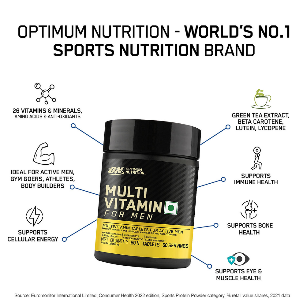 ON Multivitamin for MEN- 60 Tablets, 26 Vitamins & Minerals, Amino Acids & Anti-Oxidants